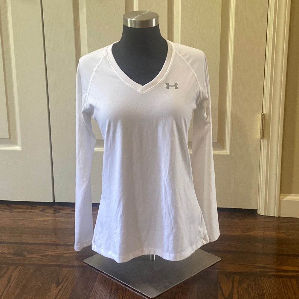Under Armour Heatgear White V-neck Long Sleeve